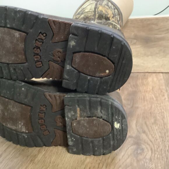 Rocky Little Kids Youth Sz 1 M Brown Camo Leather Roper Cowboy Western Boots - Picture 8 of 8